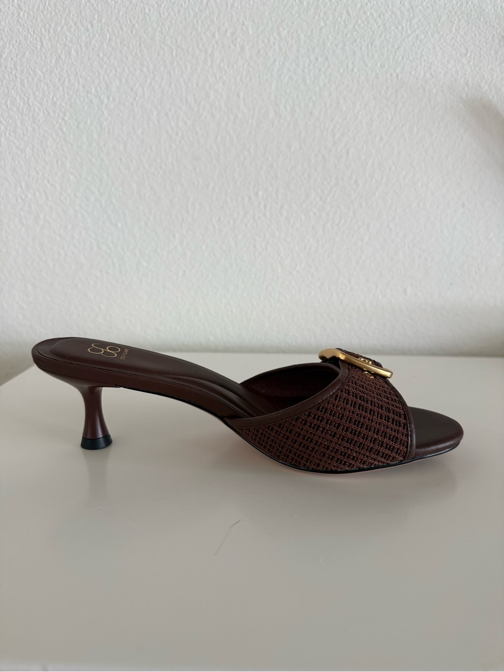 Women’s Brown Kitten Heel Sandals with Buckle - Picture 6 of 7